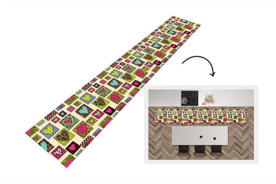 Keukenloper - Loper keuken - Bohemian - Hartjes - Doodle - Patronen - 300x50 cm - Keukenloper vinyl