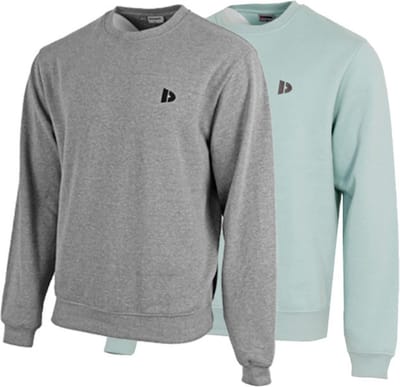 2-Pack Donnay - Fleece sweater ronde hals (Dean) - Sporttrui - Heren - Silver-marl/Sage green (497) - maat M