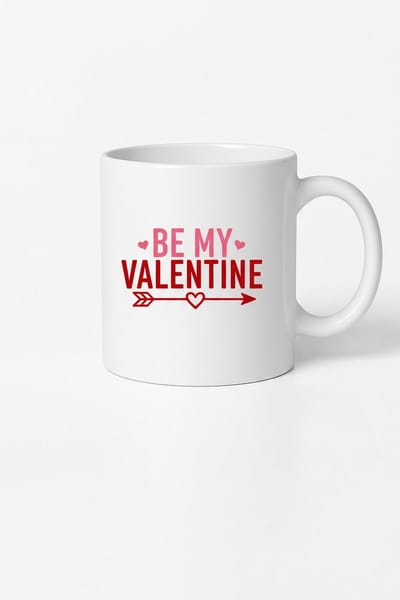 Be My Valentine" Mok - Romantisch Valentijn Cadeau met Harten en Pijl Print