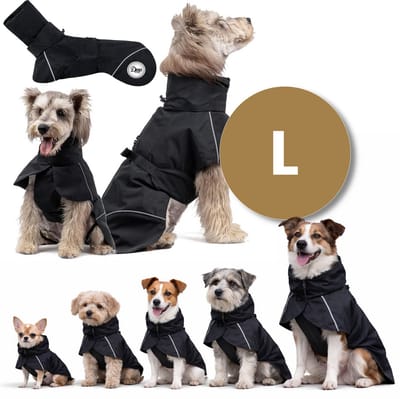 Dogs&Co® Paws Protect Hondenregenjas - Maat L - Regenjas voor Honden – Waterdicht & Winddicht – Reflecterend – Zwart