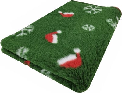 Kerst Vetbed Santa Hats - Antislip Hondenmat - Groen - 100 x 75 cm - Kerst Decoratie - Benchmat - Benchkussen