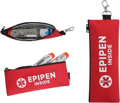EpiPen Koeltas voor Reizen, Draagtas voor Medicijnen, Compacte EpiPen Bewaartas, Rood, 7.5 x 21.8 cm, Ideaal voor Veilig Transport van Medicijnen