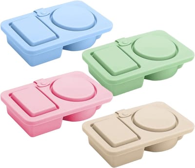 Famanu – 4 stuks snackboxen met 4 vakken, herbruikbare meal prep dozen met sladressingcontainer en v