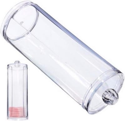 Opbergdoos Wattenschijfjes - Cosmetica Organizer - Schoonheidstafel Opruimen - Transparant Kunststof - 17 cm - Helder