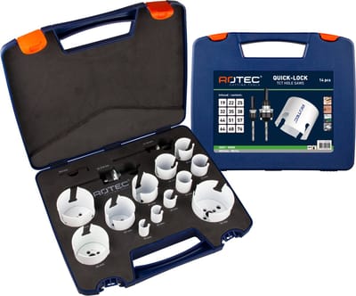 Rotec 14-dlg. MP gatzagenset type '528 - Allround' met Quick-Lock, ø19, 22, 25, 32, 35, 38, 44, 51, 57, 64, 68, 76 mm