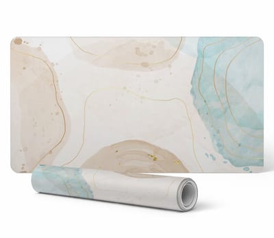 Duurzame antislip bureauonderlegger met abstract golvenpatroon, 90x45 cm