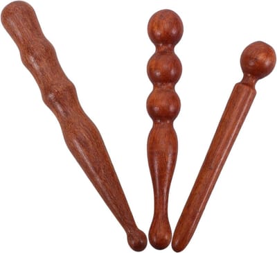 Luxe Massageset - Houten Rollers - Spierherstel Lichaam - Uitmuntend Vakmanschap - 14.5 cm Lengte - Lichtbruin