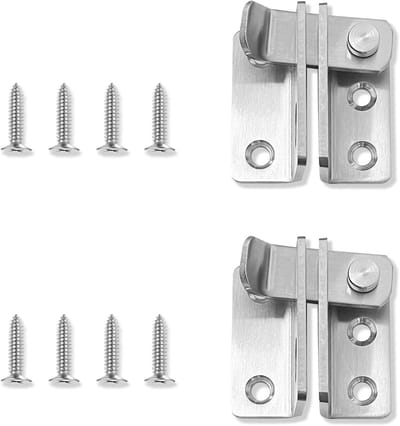 Set van 2 RVS Deursloten met Flip Latch en Schroeven voor Deuren, Ramen, Kasten en Tuin - Vergrendelbaar en Duurzaam 180° 4.5cm