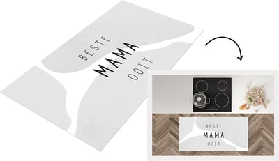 Keukenloper - Loper keuken - Spreuken - Quotes Beste Mama Ooit - Best mom - Moederdag - Mama - zwart wit - 120x60 cm - Keukenloper vinyl