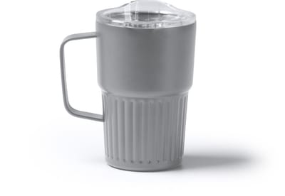 Stamina - Retro - 450ml - Grijs - Gerecyclede 304 RVS Thermosbeker met Handvat - Drinkbeker To Go - Tumbler - Mug - Thermosbeker - Thermosfles - Thermoskan - Drinkfles - Geschikt voor warme en kouden dranken
