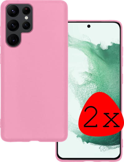 Hoesje 2 Stuks - Geschikt voor Samsung Galaxy S22 Ultra - Sterk & Shockproof - Case Siliconen - Back Cover - Telefoon Hoes - Lichtroze
