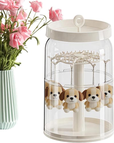Poppenvitrine - Beeldjes organizer - Verzamelingen presenteren - Stofdichte standaard - 37.5 x 21.5 x 21.5 cm - Wit
