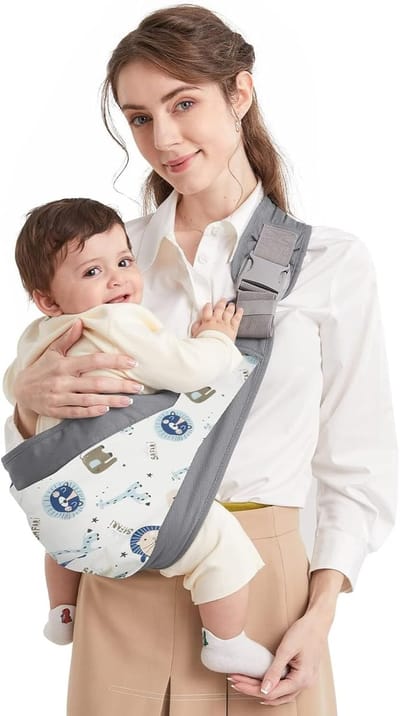 Draagdoek voor baby - Babydrager - Onderweg - Ergonomisch ontwerp - 0-36 maanden - Grijs en wit