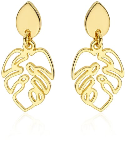 Goudkleurig Palm Oorbellen - Verguld Palm Oorhangers - Zomer Oorbellen - Goudkleurig Zommer Oorbellen - Modern Plated Palm Earrings - Verguld Echte Zilver 925 - Amona Jewelry