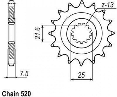 Pignon de sortie de boite Sifam pour Quad Kawasaki 450 Kfx R 2008 à 2014 15 dents pas 520 Neuf