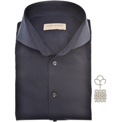 John Miller Overhemd Fine Tricot Cotton Stretch Donker Blauw / male