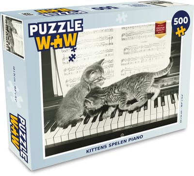 Puzzel Kittens spelen piano - Legpuzzel - Puzzel 500 stukjes