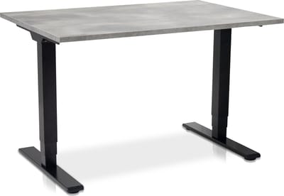 Zit-sta bureau elektrisch verstelbaar - MRC COMFORT NEN-EN 527 | 120 x 80 cm | frame zwart - blad betonlook | 130 cm hoog | 100KG draagvermogen