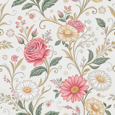 Zelfklevend Behang met Rozen en Bladeren voor Kinderkamer - Vintage Patroon, Meubel Film, Decoratieve Wandbekleding 44.5cm x 3m