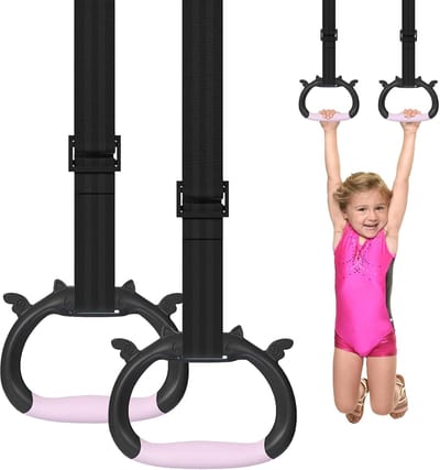Gymnastiekringen van 2 meter, fitnessapparatuur voor kinderen, verstelbare krachttrainingsringen met banden voor kinderen, weerstandstrainingsringen.