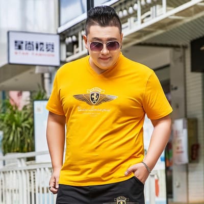 Chao Heren Katoen Dikke Plus Size T-shirt met Korte Mouwen Dikke Man Losse Halve Mouwen Dikke Mensen Zomerkleding 195 7XL