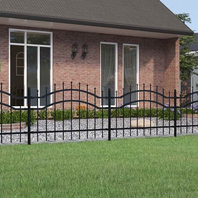 vidaXL - Tuinhek - Woerden - met - speerpunt - zwart - 240x75 - cm - staal