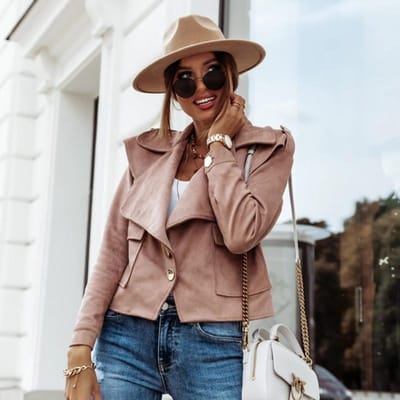 Dames effen kleur jas lange mouw reverskraag zijzak single-breasted jas damesjas S roze