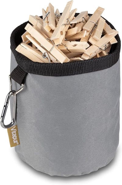 Wasknijperzak met Karabijnhaak - Duurzame Tas voor Wasspelden - 16x20 cm Grijs
