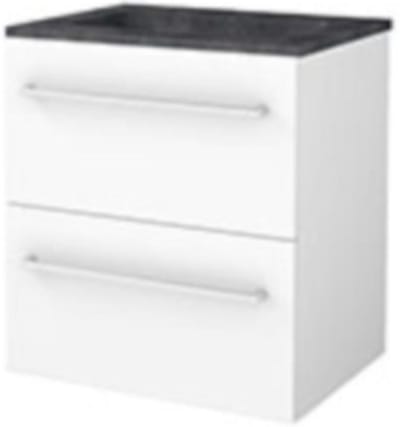 Basic-Line Start 46 Badkamermeubelset - 60 x 46 cm - Met Grepen - 2 Lades - Hardstenen Wastafel - Zonder Kraangat - Ice White