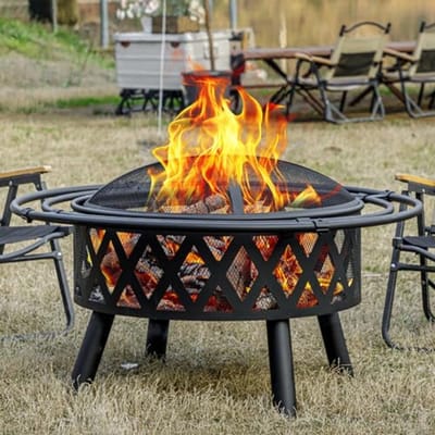 Houtgestookte Vuurplaats 36 Inch voor Buiten met Vonkscherm en Vuurpoker