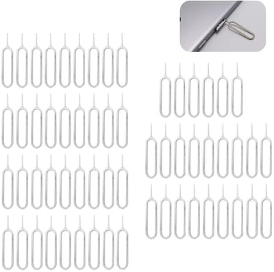 60-stuks SIM-kaart uitwerperset - SIM-kaarthouder verwijdertool - SIM-kaart vervangingstool van roestvrij staal - Eenvoudig te gebruiken - Verwijdert eenvoudig SIM-kaart - Compatibel met verschillende smartphones - Zilver