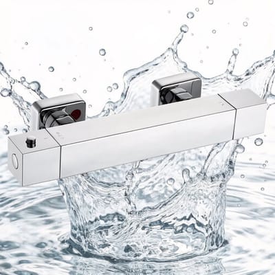 Auralum Max Thermostatische Douchekraan - 15 cm - Waterbesparend - Vierkant Douchemengkraan - Met CoolTouch Technologie - Douchethermostaatkraan - Chroom