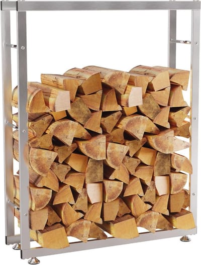 Houtopslag Brandhoutrek - Roestvrij Staal - Binnen 25x80x125 cm