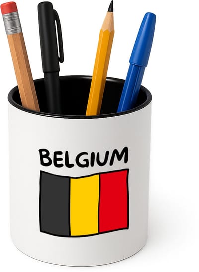 Hacebo® - Belgium vlag Pennenbakje - België - reizigers - pennenhouder - toerist - verjaardagscadeau - souvenir - vakantie - kado - gift - geschenk - Pennenbakje zwart