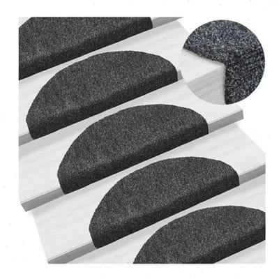 Stervia Zelfklevende Traptreden - Traptapijt - Trapmatten - 15 Stuks - Halfrond - Zwart - 65 x 21 cm