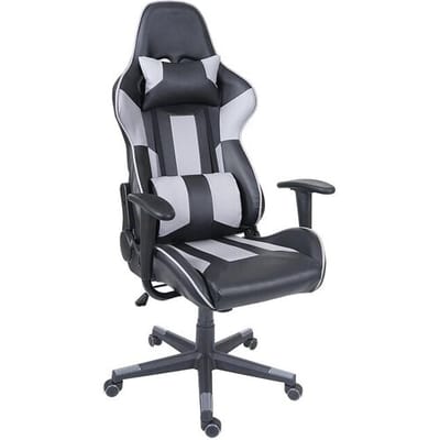 Bureaustoel MCW-F84, bureaustoel gamestoel directiedraaistoel, kunstleer ~ zwart/grijs