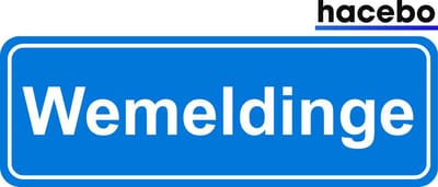 Hacebo - Plaatsnaam Sticker - 29x10 CM - Wemeldinge sticker - Verkeersborden sticker - grappige cadeaus - Wemeldinge