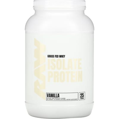 Raw Nutrition, Isolat de Protéine de Whey Nourri à l'Herbe, Vanille, 1,63 lb (740g)