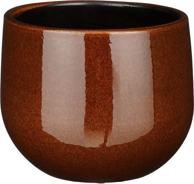 Mica Decorations Plantenpot - terra bruin - D16xH14 cm - keramiek - licht gevlekt patroon - bloempot