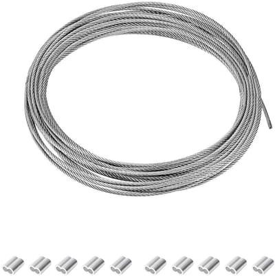 Roestvrij staalkabel - Metaaldraad - Tuin en decoratie - Met 10 kabelklemmen - 20 meter 3 mm - Zilverkleurig