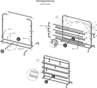 Papierrol standaard - Afdekmateriaal houder - Werkplaats inrichting - Met twee wielen - 150 x 60 x 128 cm