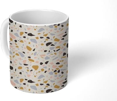 Mok - Koffiemok - Terrazzo - Patroon - Neutraal - Zacht - Multi - Mokken - 350 ML - Beker - Koffiemokken - Theemok