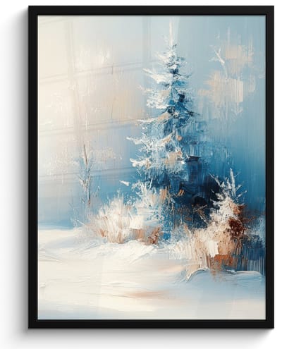 Poster in lijst - Fotolijst 50x70 cm - Posters - Bos - Winter - Natuur - Abstract - Sneeuw - Posterlijst zwart - Decoratie - Wanddecoratie woonkamer - Muurdecoratie slaapkamer