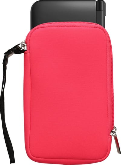 kwmobile Carrying Case Compatible with Nintendo 3DS XL - Neoprene Console Pouch with Zipper - Neon Pink