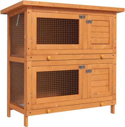 PawHut hok - 2 verdiepingen - weerbestendig - 90 x 45 x 90 cm - geel