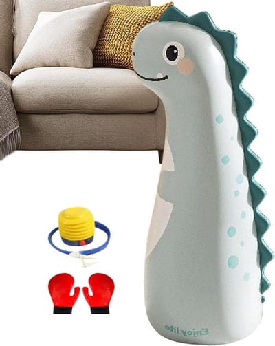 Opblaasbare Bokszak - Kinder Bokstafel - Actief Spelen - Inclusief Handschoenen Pomp - 119 cm Hoog - Cartoon Design
