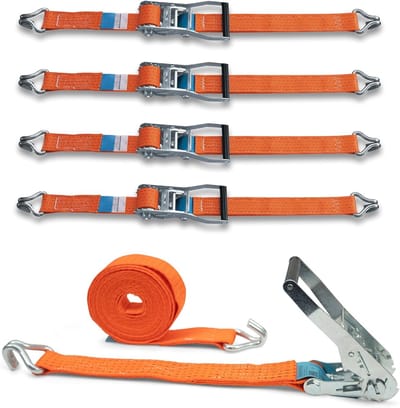 Spanbanden Set - Sjorbanden Ratel - Vastzetten Lading - Hoge Treksterkte - 50mm x 6m - Oranje