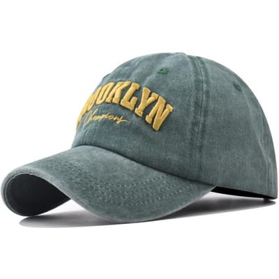 Retro Brooklyn Letter Borduurwerk Baseballpetten Lente Zomer Mannen Vrouwen Katoen Verstelbaar Casual Hoed Hip Hop Streetwear Zon Hoeden groen