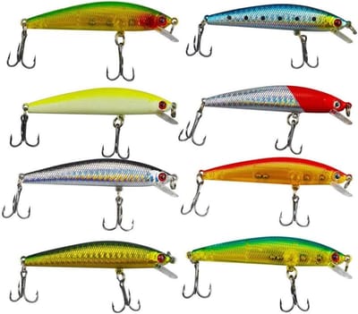 Artificial Lure Minnow Vishaak - 8 Stuks, Ecologisch Zacht Plastic, Rvs, 102x18mm, 8g, Geschikt voor Zoet- en Zoutwater, Effectieve Aas voor Sportvissen