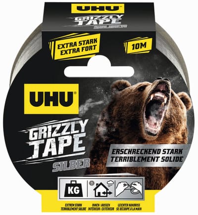 UHU Grizzly Tape® 51675 Textieltape Zilver (l x b) 10 m x 49 mm 1 stuk(s)
